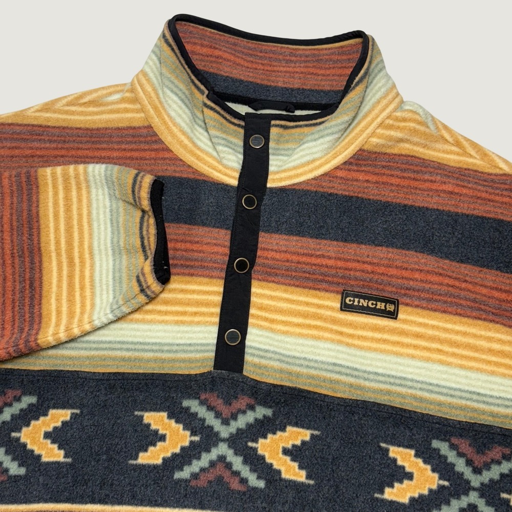 Cinch Fleece Aztec Pullover Mens XL Multi Southwestern 1/4 Snap Mock Neck Jacket